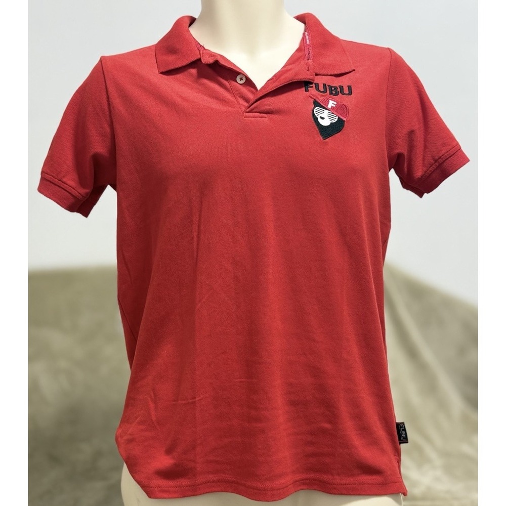 Vintage 90s FUBU Logo Muscle Shirt Polo Size Large Made In USA Y2K